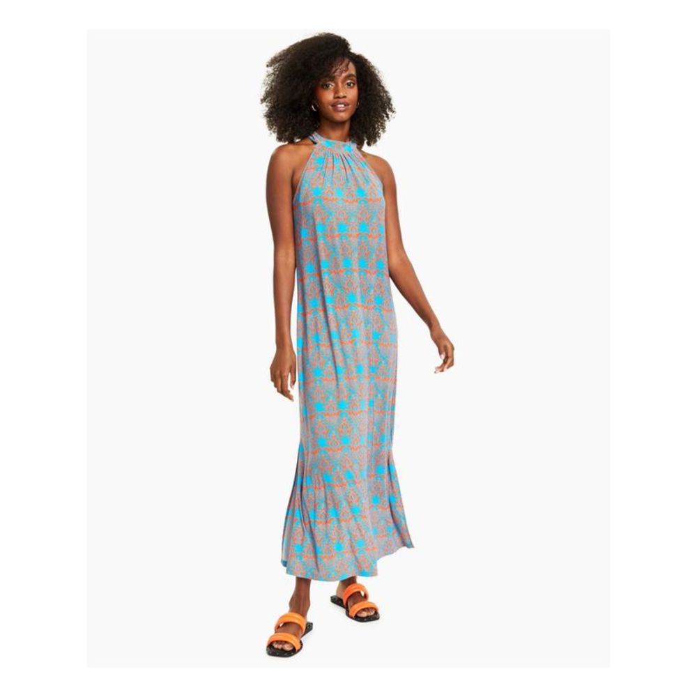 BAR III DRESSES Womens Blue Jersey-knit Hook-and-eye Closure Maxi Dress L